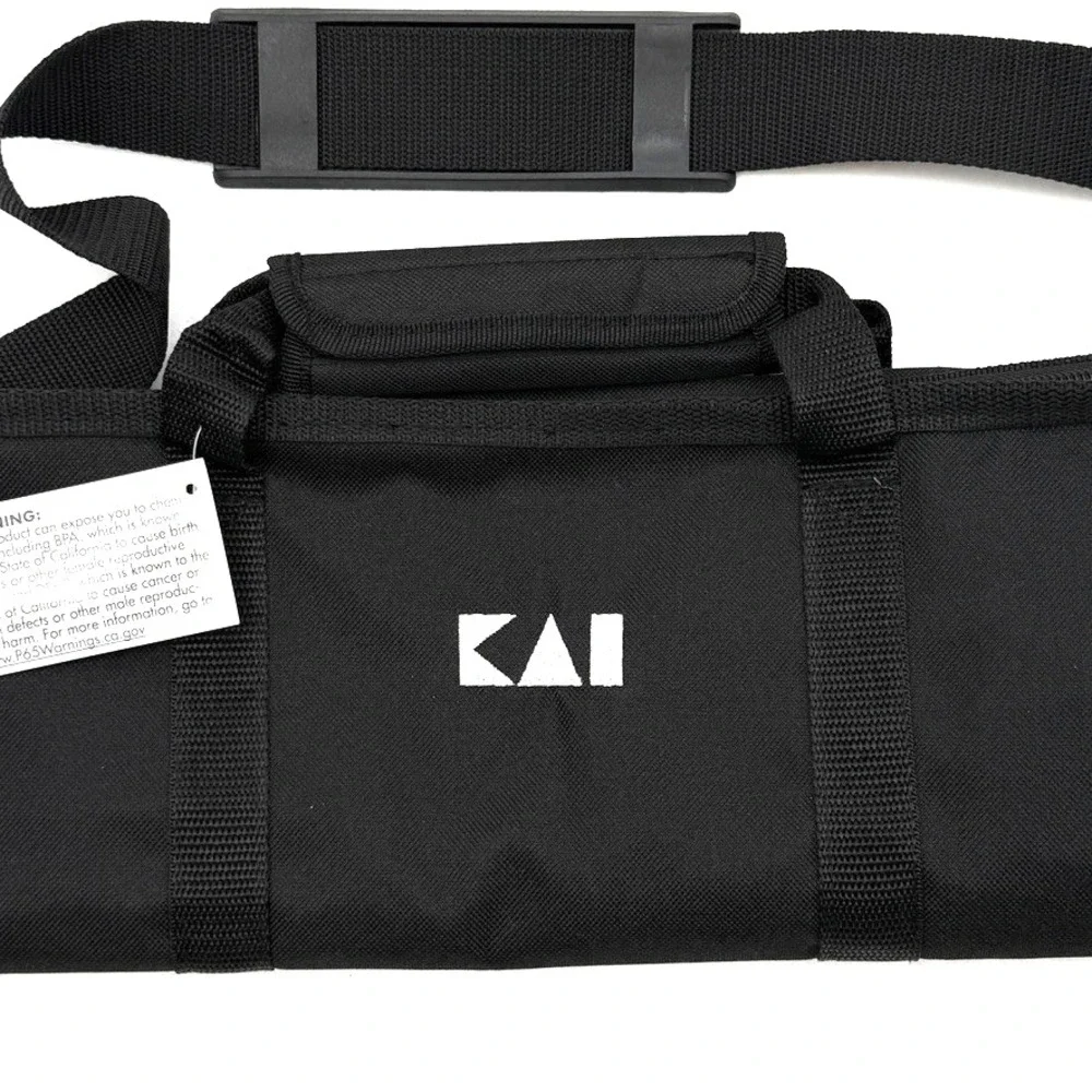Kai USA Knife Roll 8 Slot Black w/ Handle Chef PVC Laminated Polyester NEW